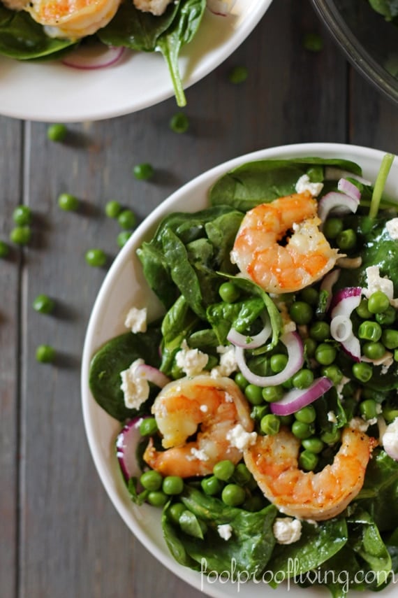 Spinach Shrimp Salad recipe in a plate