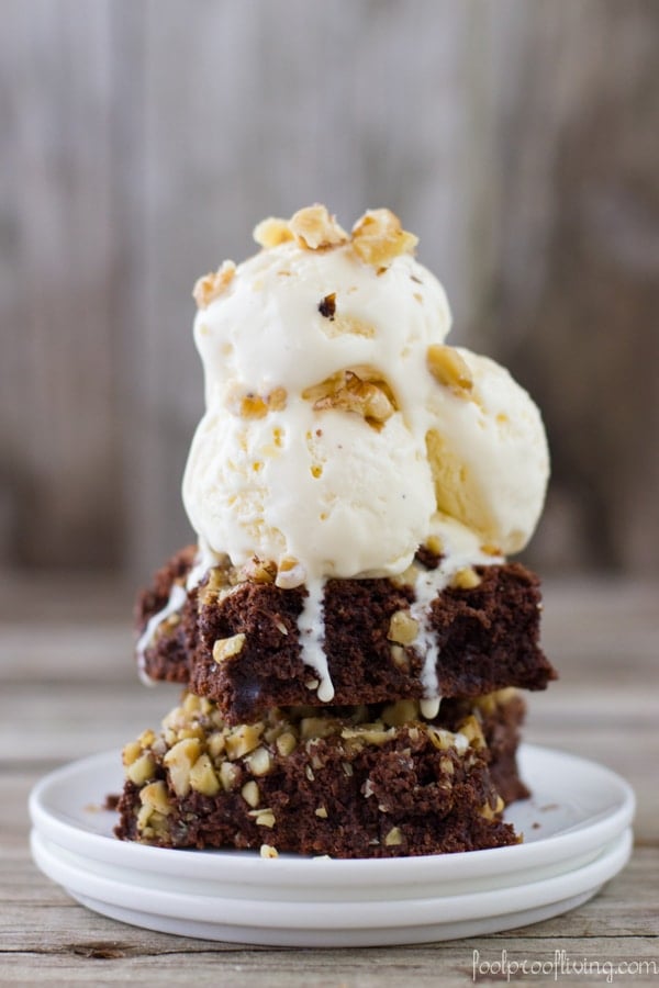 Cake flour brownies topped off with ice cream