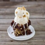 Cake flour brownies topped off with ice cream and nuts