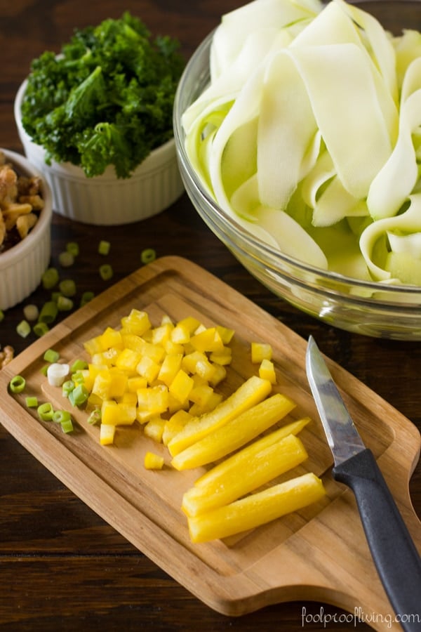 Ingredients for kale and zucchini recipe