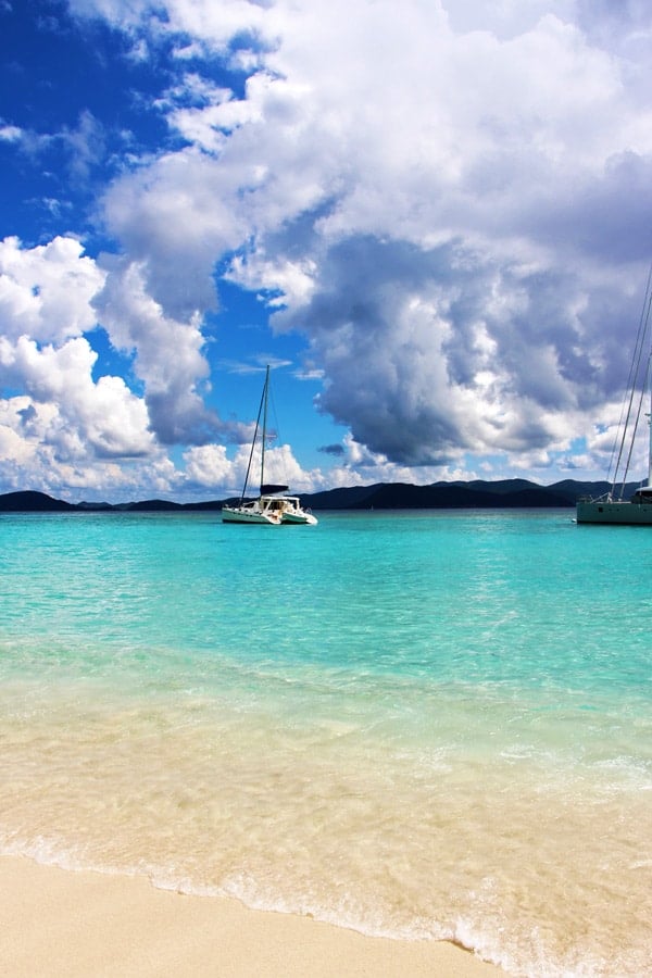 Caribbean sea with a boat