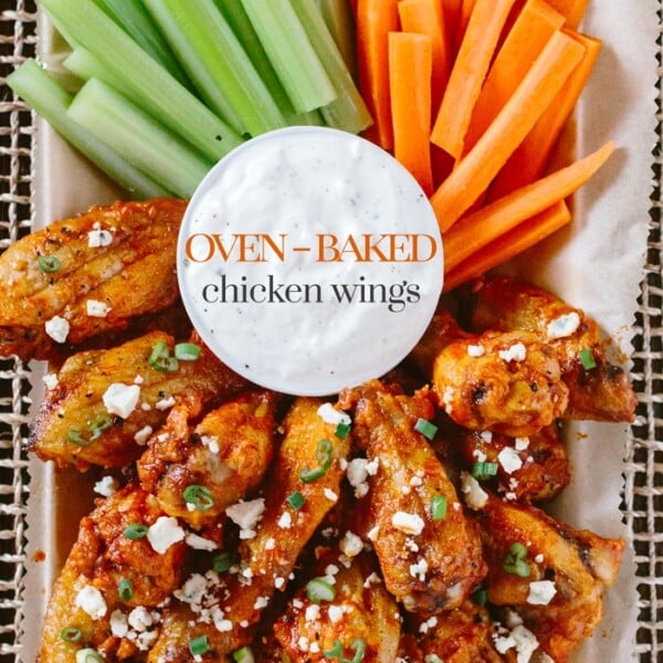Oven Baked Chicken Wings with Hot Wing Sauce: A healthier way to enjoy chicken wings for any of your game day parties.