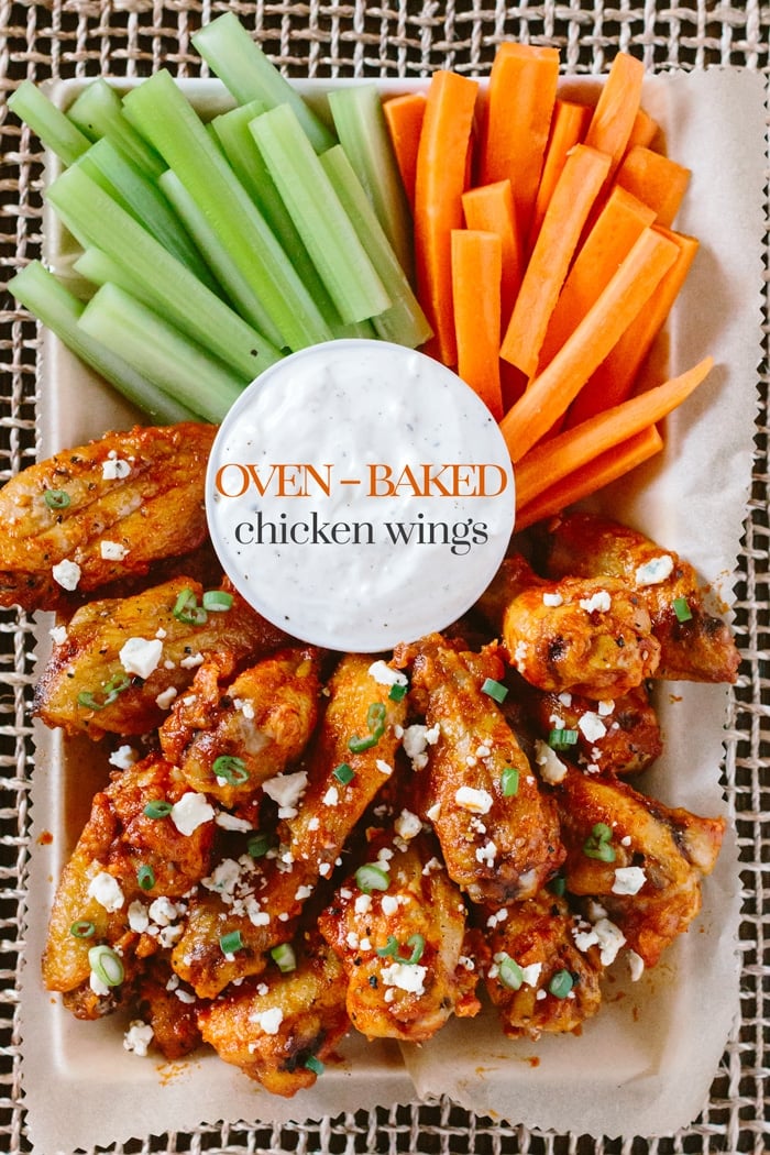 Slow Baked Chicken Wings with Hot Wing Sauce: A healthier way to enjoy chicken wings for any of your game day parties. 