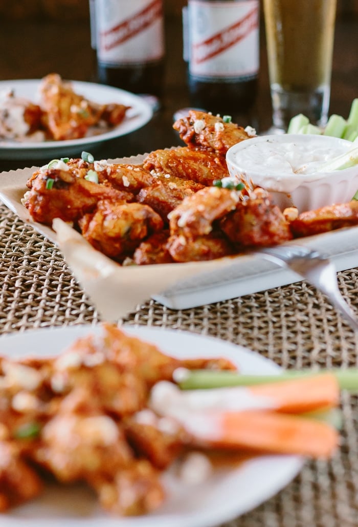 Slow Oven Baked Chicken Wings with Hot Wing Sauce: A healthier way to enjoy chicken wings for any of your game day parties.