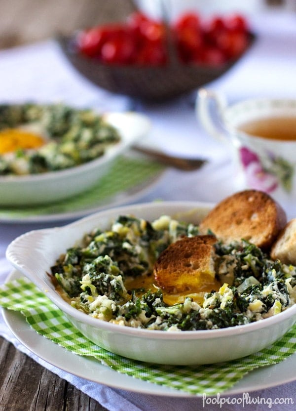 Bowl of baked eggs