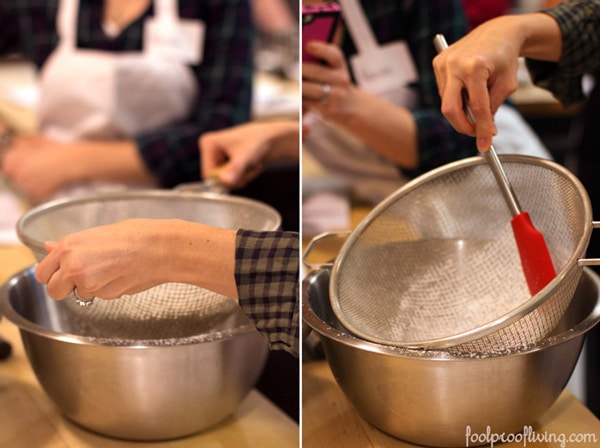 Sifting powdered sugar