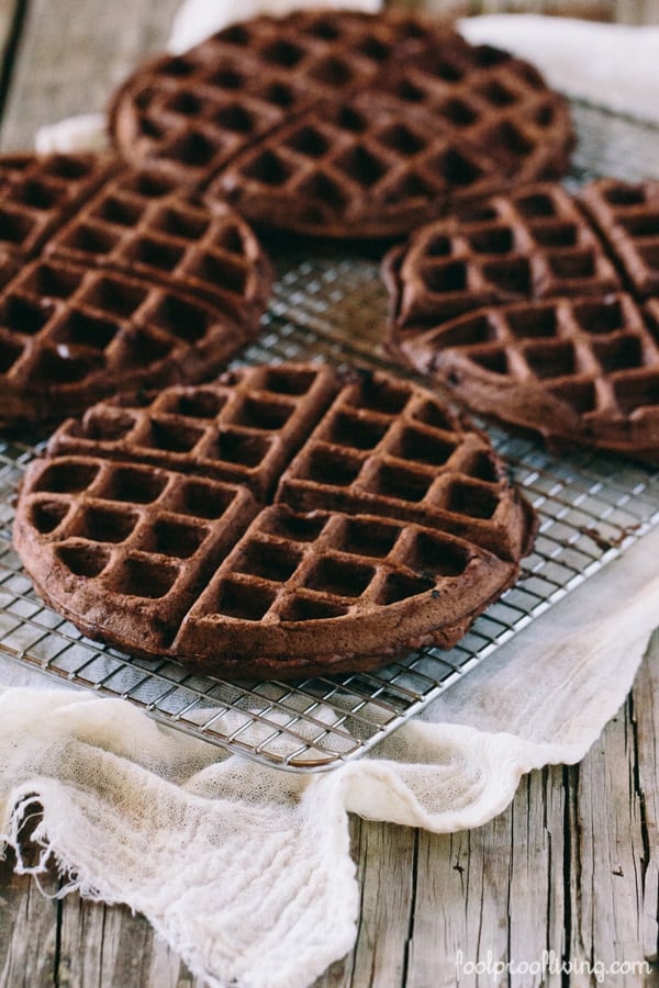 Four single waffles for Chocolate Waffle Cake 