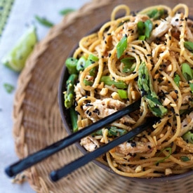 Sesame Noodles with Chicken and Asparagus
