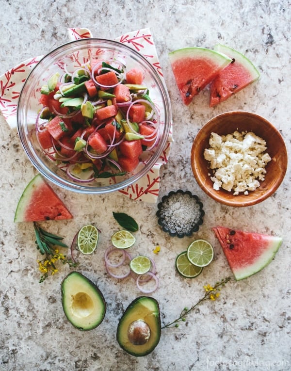 ingredients for Watermelon and Mint Salad