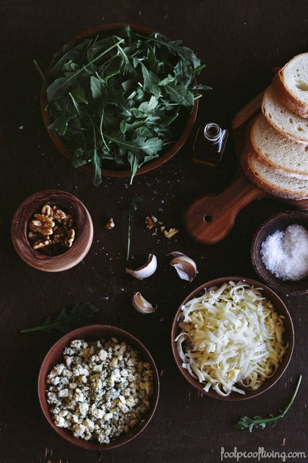 Ingredients for Gorgonzola-Walnut Bruschetta with Truffle Oil