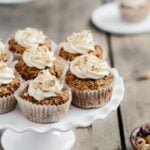 Gluten-free, maple and banana sweetened carrot coconut cupcakes