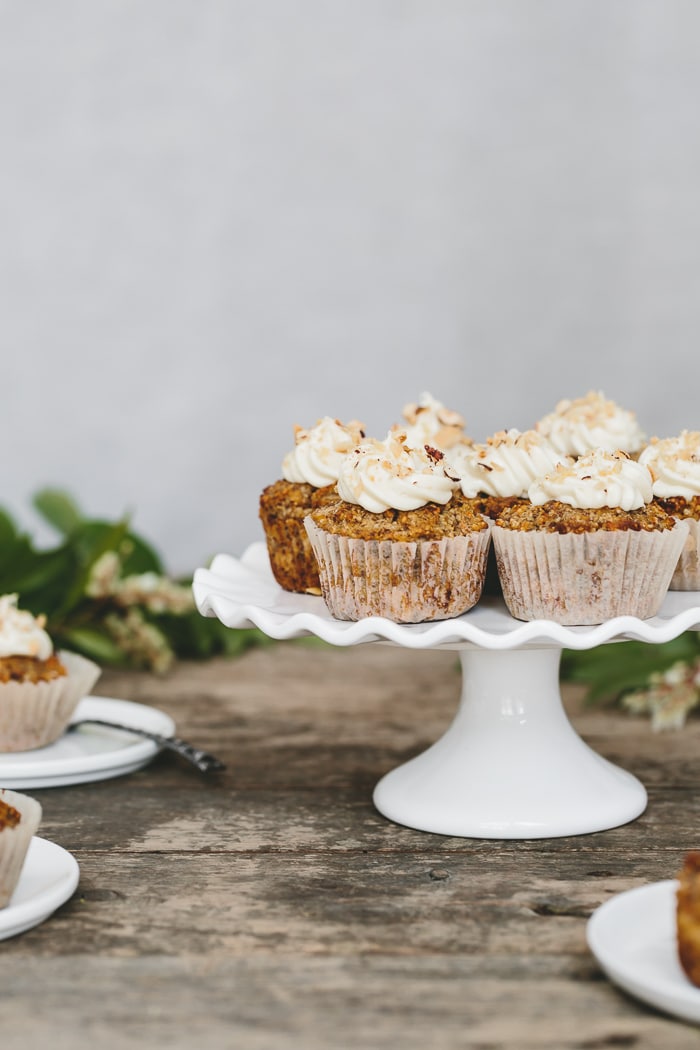 Maple Sweetened Carrot Coconut Cupcakes