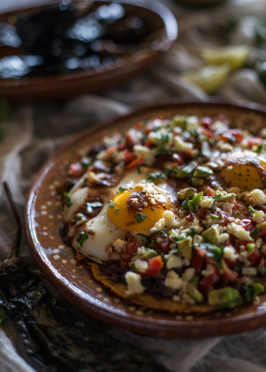 Huevos Rancheros with Posada Corazon's Pasilla Chile Sauce