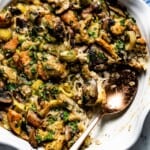 Mushroom Stuffing recipe with a spoon on the side