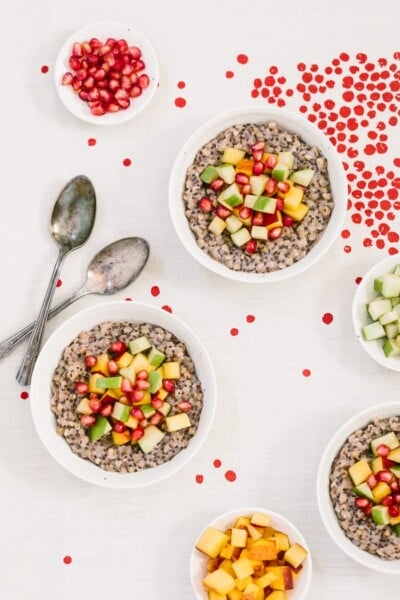 Overnight Coconut Buckwheat Porridge Recipe: Vegan breakfast porridge sweetened with fruits.