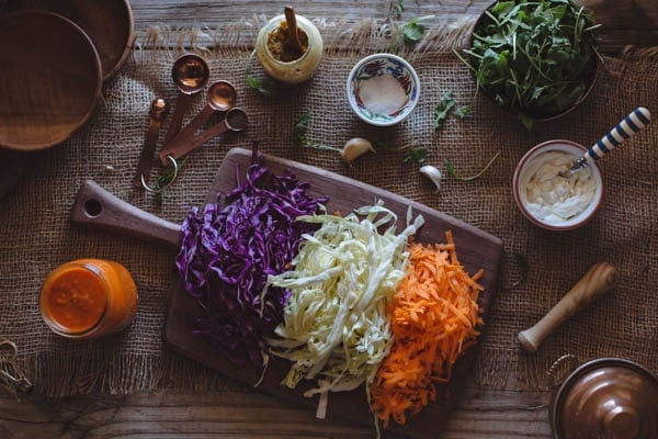 Ingredients for vegan coleslaw