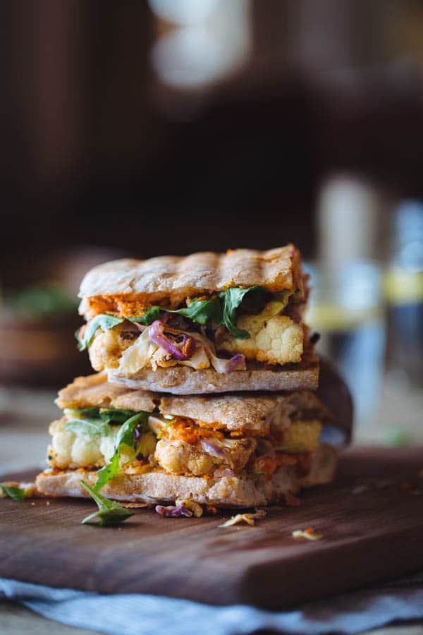 Cauliflower Steak Sandwich with Romesco Sauce