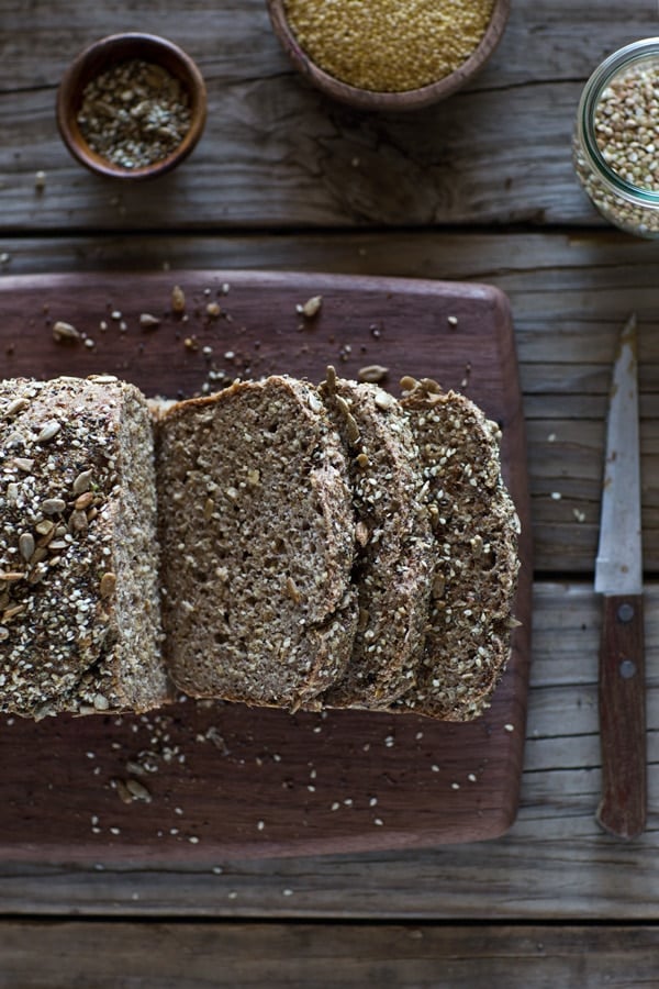 Sliced Millet and Buckwheat Bread from the top view