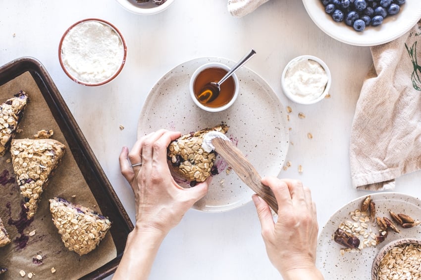 Spelt Scones with Blueberries and Lemon : Blueberry Spelt Scones flavored with lemon.