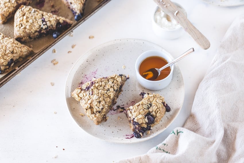 Spelt Scones with Blueberries and Lemon : Blueberry Spelt Scones flavored with lemon.