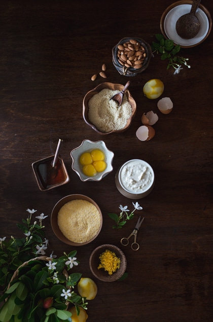 ingredients for torta di ricotta e polenta