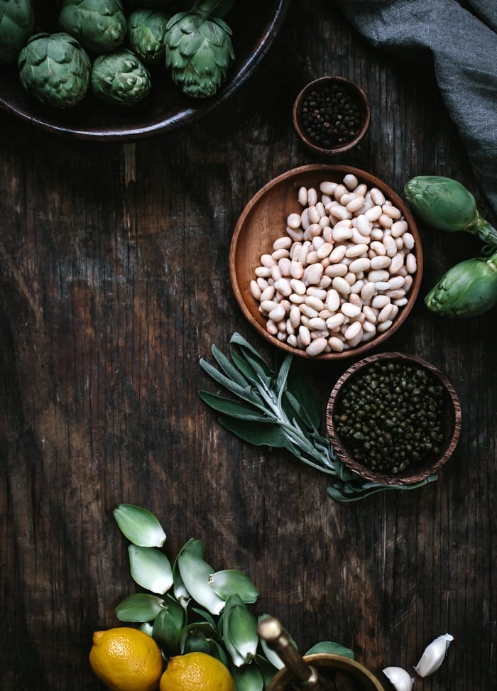 Ingredients for artichoke salad