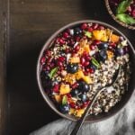 Coconut Quinoa Porridge with Berries and Quinoa Crunch Topping