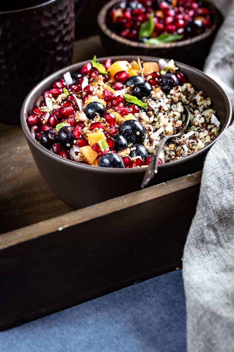 Quinoa Cereal topped off with fruits and granola