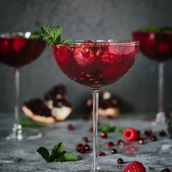 Raspberry and Pomegranate Rosé Summer Cocktail