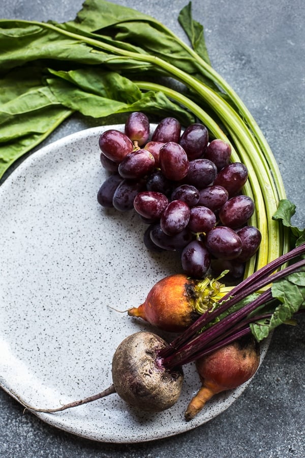 Grapes and beets on a plate