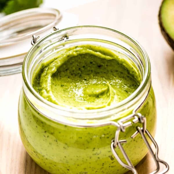Avocado Salad Dressing recipe placed in a bowl