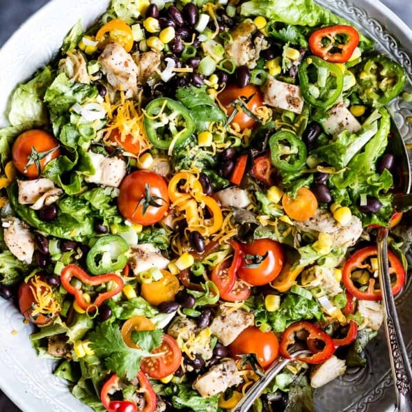 Southwest Chicken Salad with Avocado Cilantro Lime Dressing (30 min!)