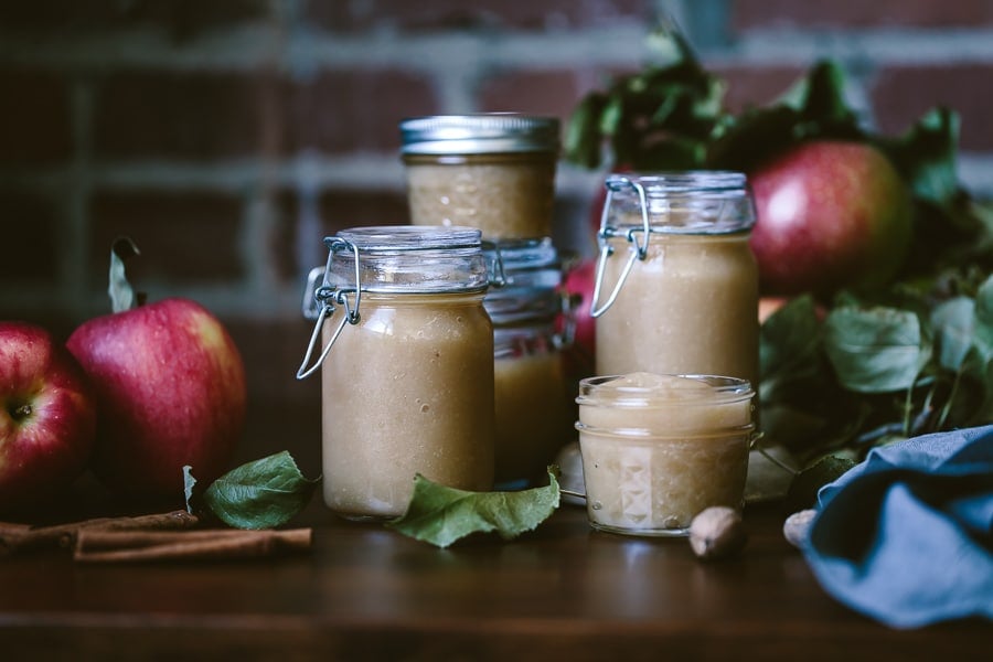 Crockpot Unsweetened Apple sauce in jars