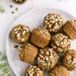 Maple-Sweetened Pumpkin Oat Muffins Recipe - A healthier pumpkin muffin recipe made with whole wheat flour and rolled oats and sweetened only with maple syrup.