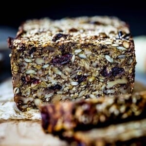 Nut and Seed Bread Sliced from the front view