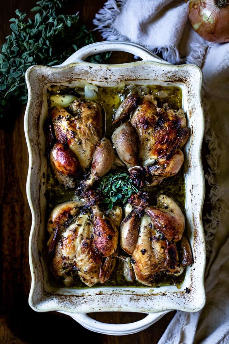 cornish game hens right out of the oven after they are roasted