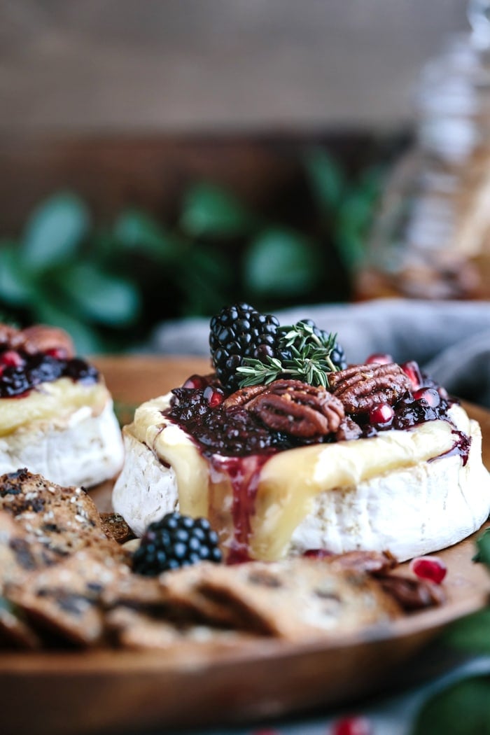 Baked Brie with Blackberry Compote and Spicy Candied Pecan