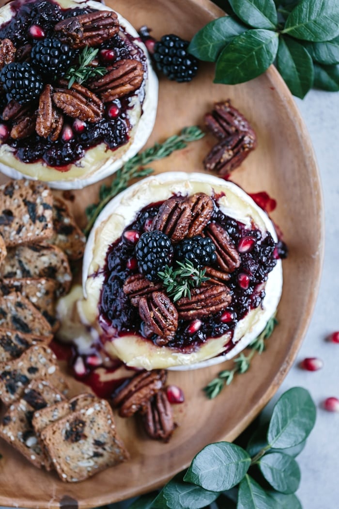 Baked Brie with Blackberry Compote and Spicy Candied Pecan