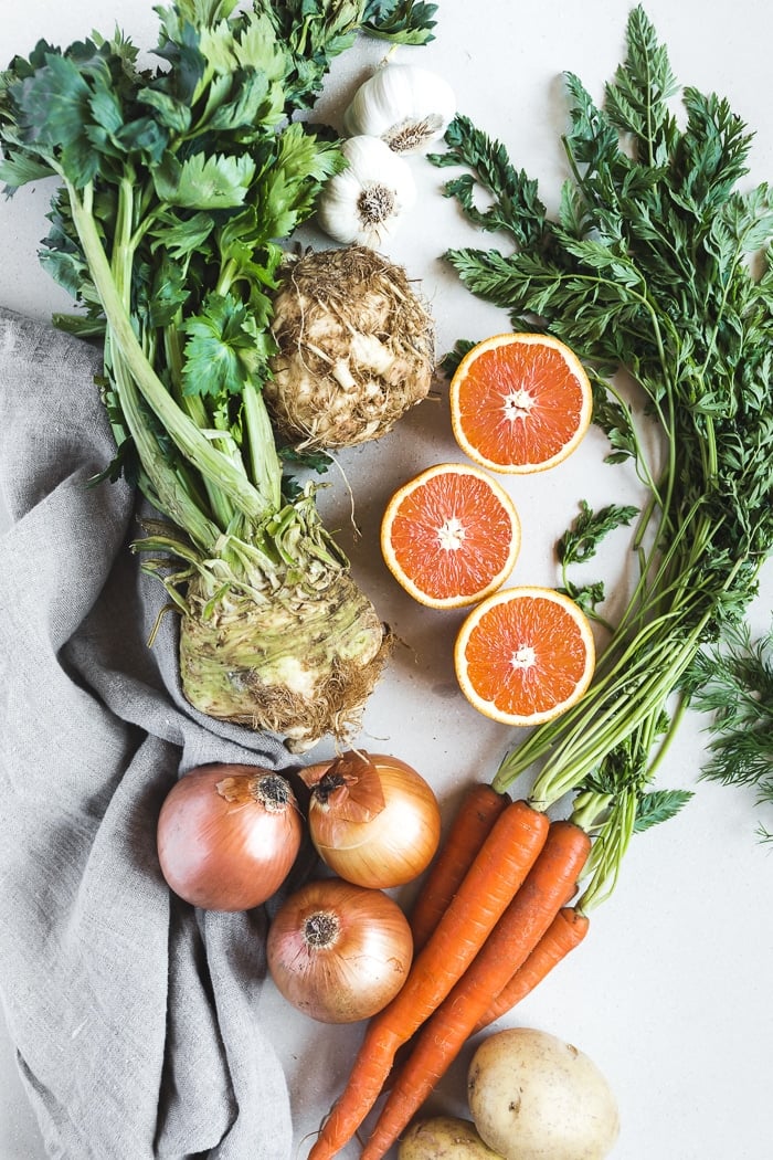 Ingredients for One-Pot Citrusy Winter Root Vegetables