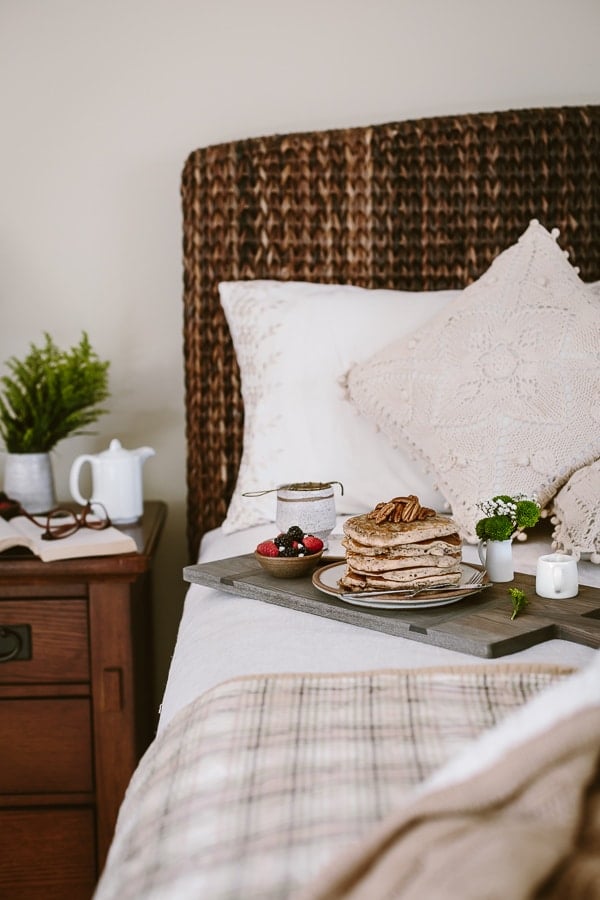 Healthy Buckwheat Pancakes on the bed