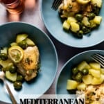 Baked Mediterranean Lemon Chicken served in bowls from the top view.