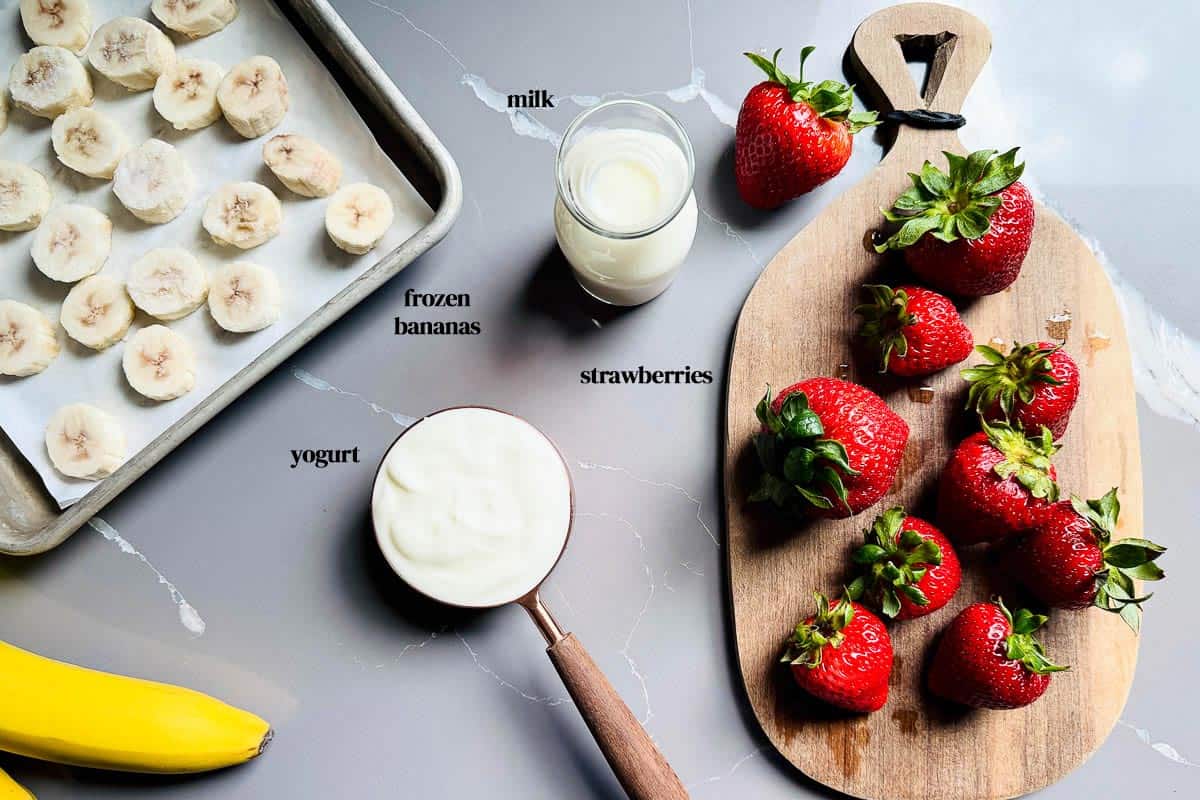 Ingredients for the recipe from the top view.