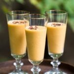 VEGAN Pumpkin Pie Protein Smoothie recipe sweetened with maple syrup