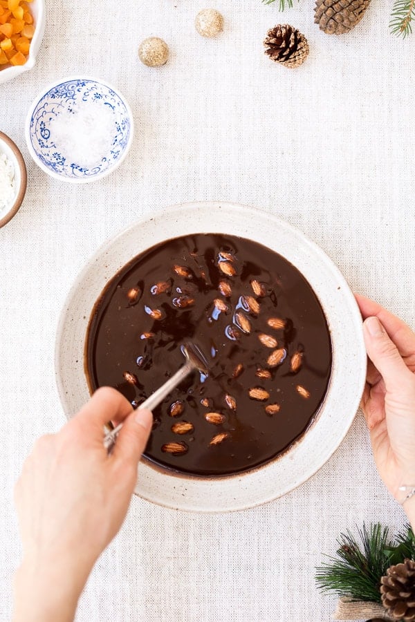 Almond Bark Chocolate is being mixed.