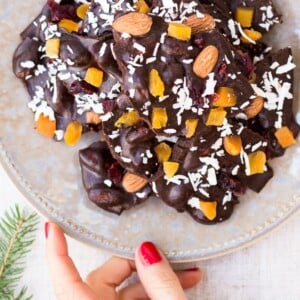 Recipe image for vegan and wholesome chocolate almond bark