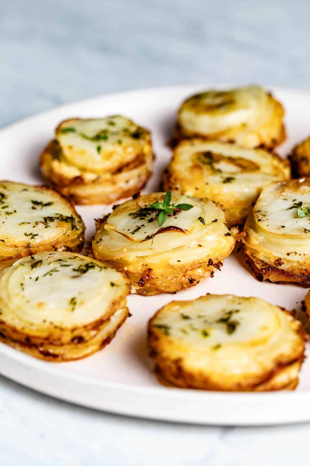 Muffin Tin Potatoes on a plate from the front view.