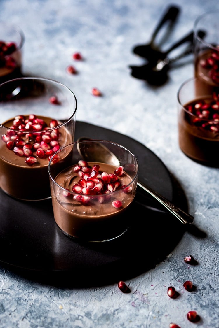 Easy Chocolate Dessert Recipes idea Chocolate pudding with pomegranate seeds