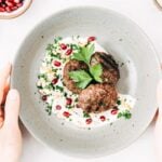 Turkish Meatballs on a bed of tahini yogurt sauce