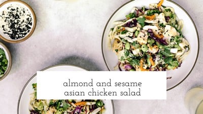 Almond and Sesame Asian Chicken Salad portioned on two plates