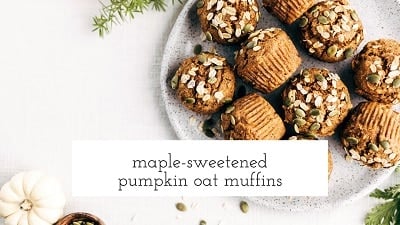 Pumpkin oat muffins on a plate